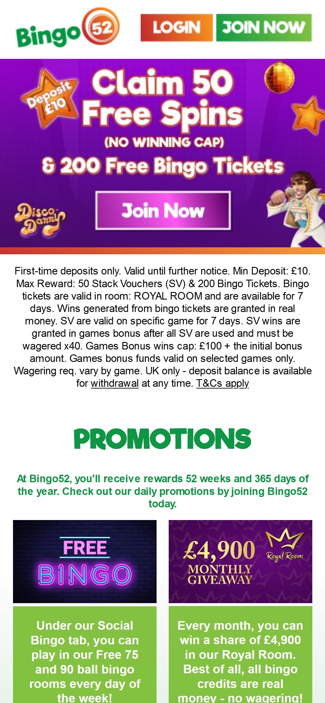 Bingo52 Casino Mobile Review