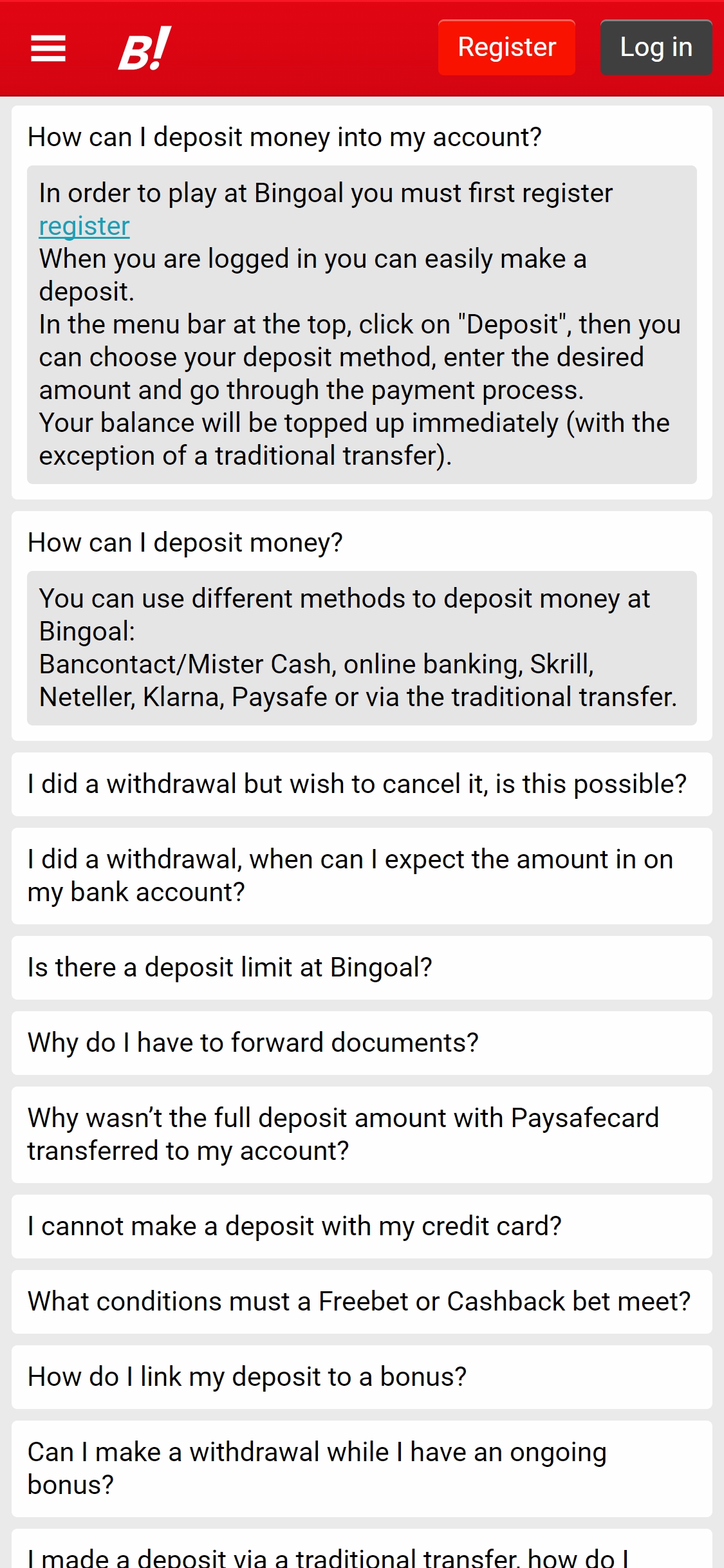 Bingoal Mobile Payment Methods Review