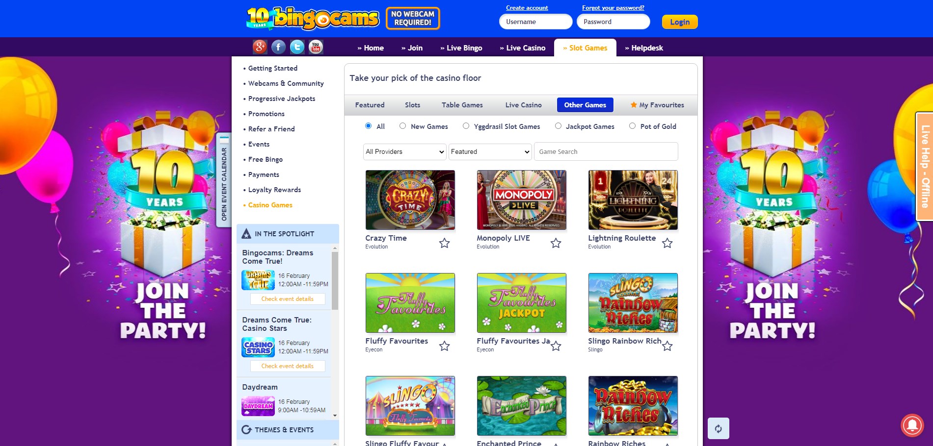 Bingocams Casino Games