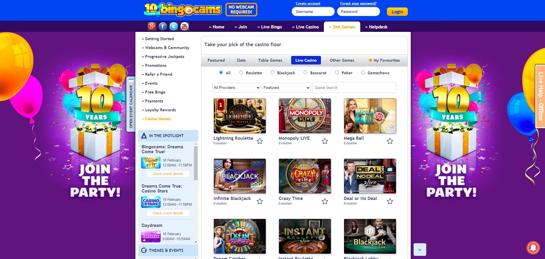 Bingocams Casino Live Dealer Games