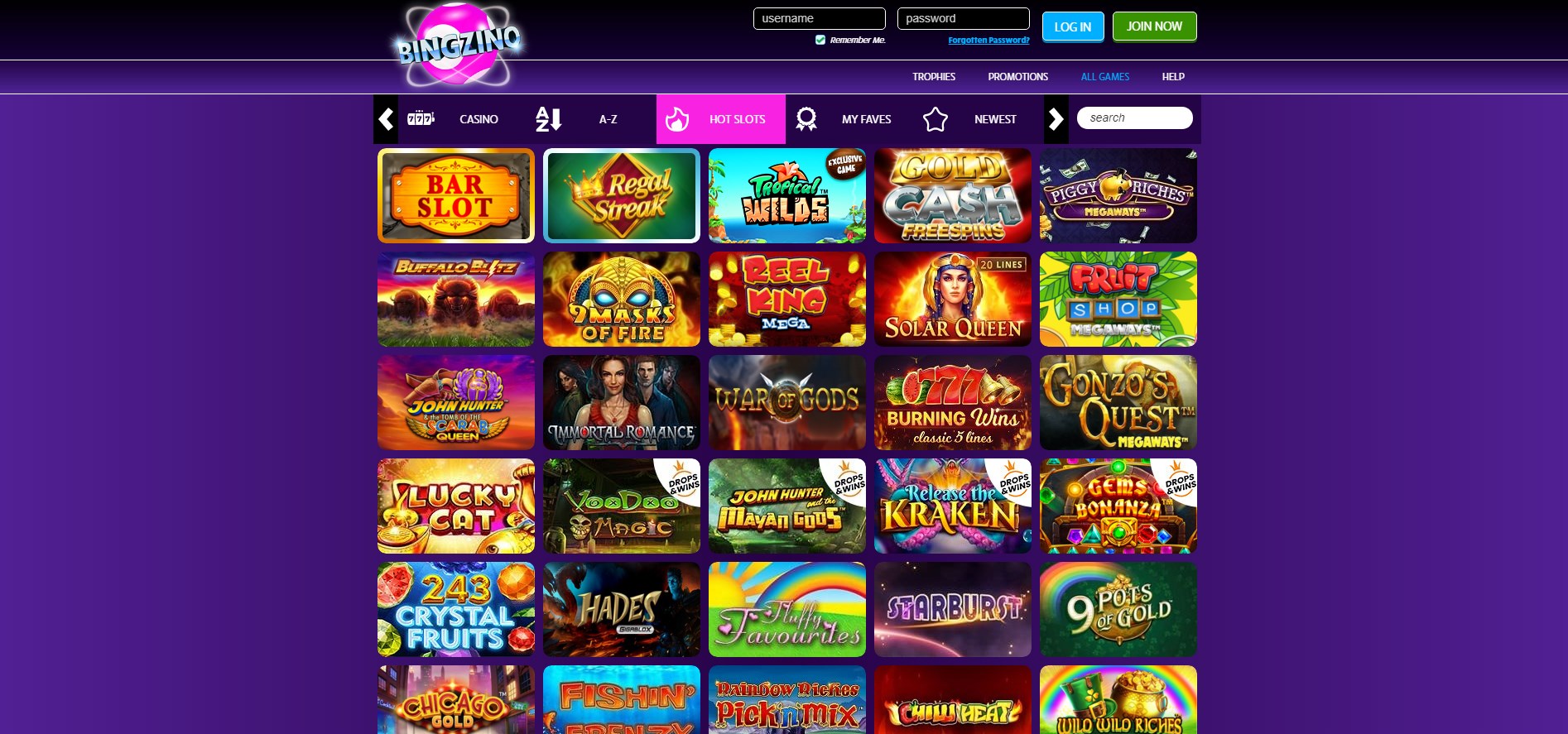 Bingzino Casino Games