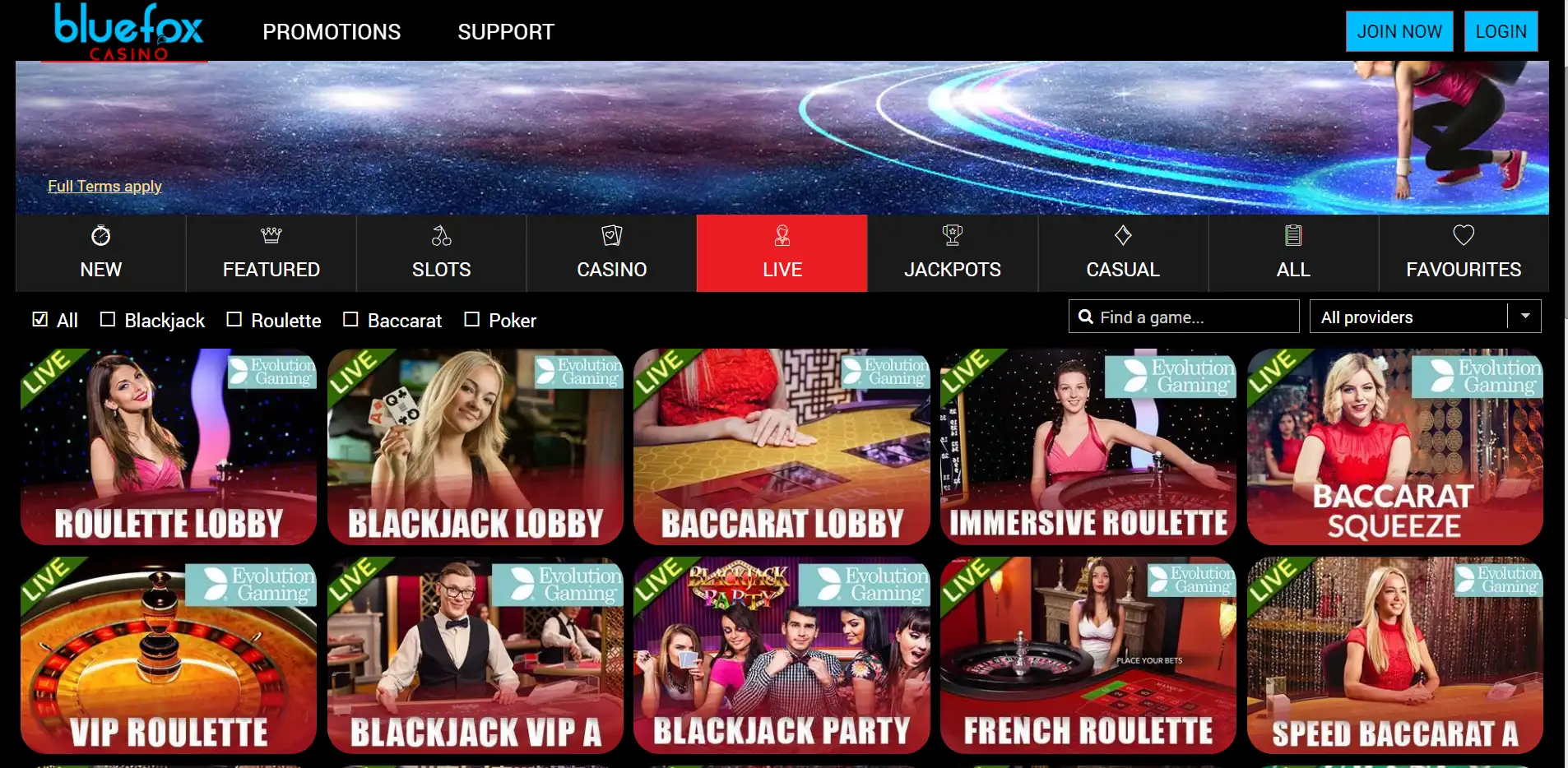 Blue Fox Casino Live Dealer Games