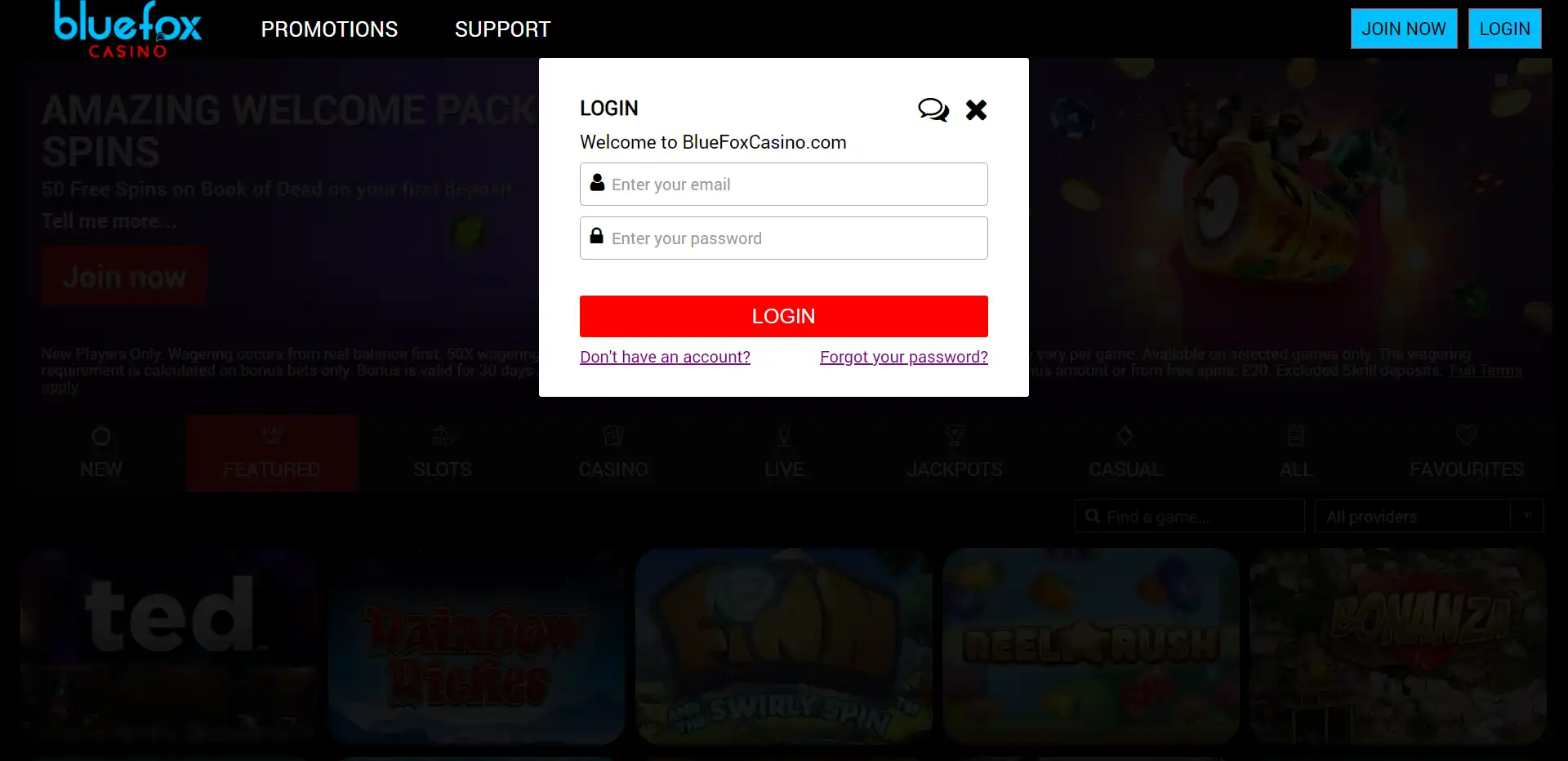 Blue Fox Casino Login
