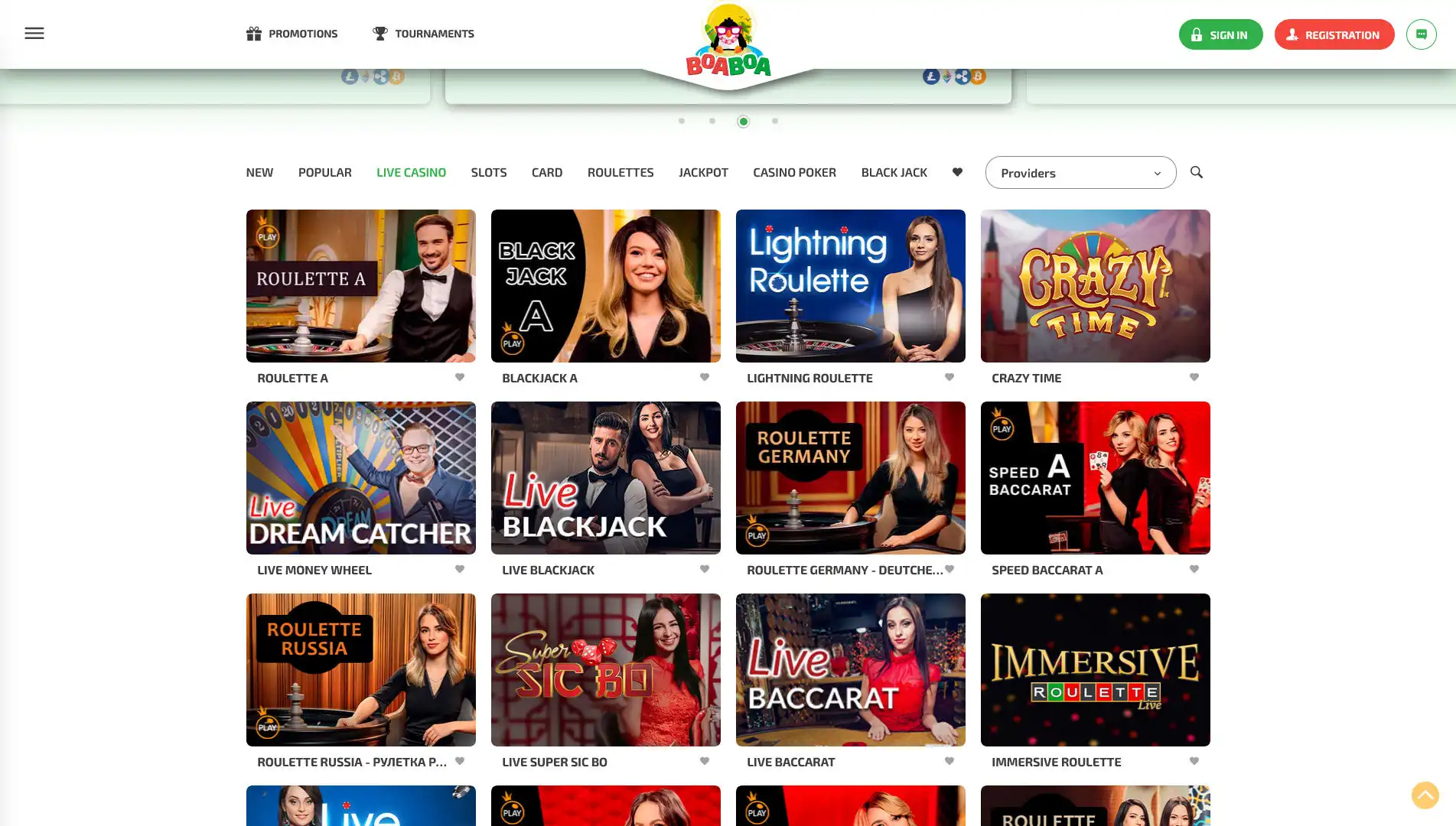 BoaBoa Casino Live Dealer Games