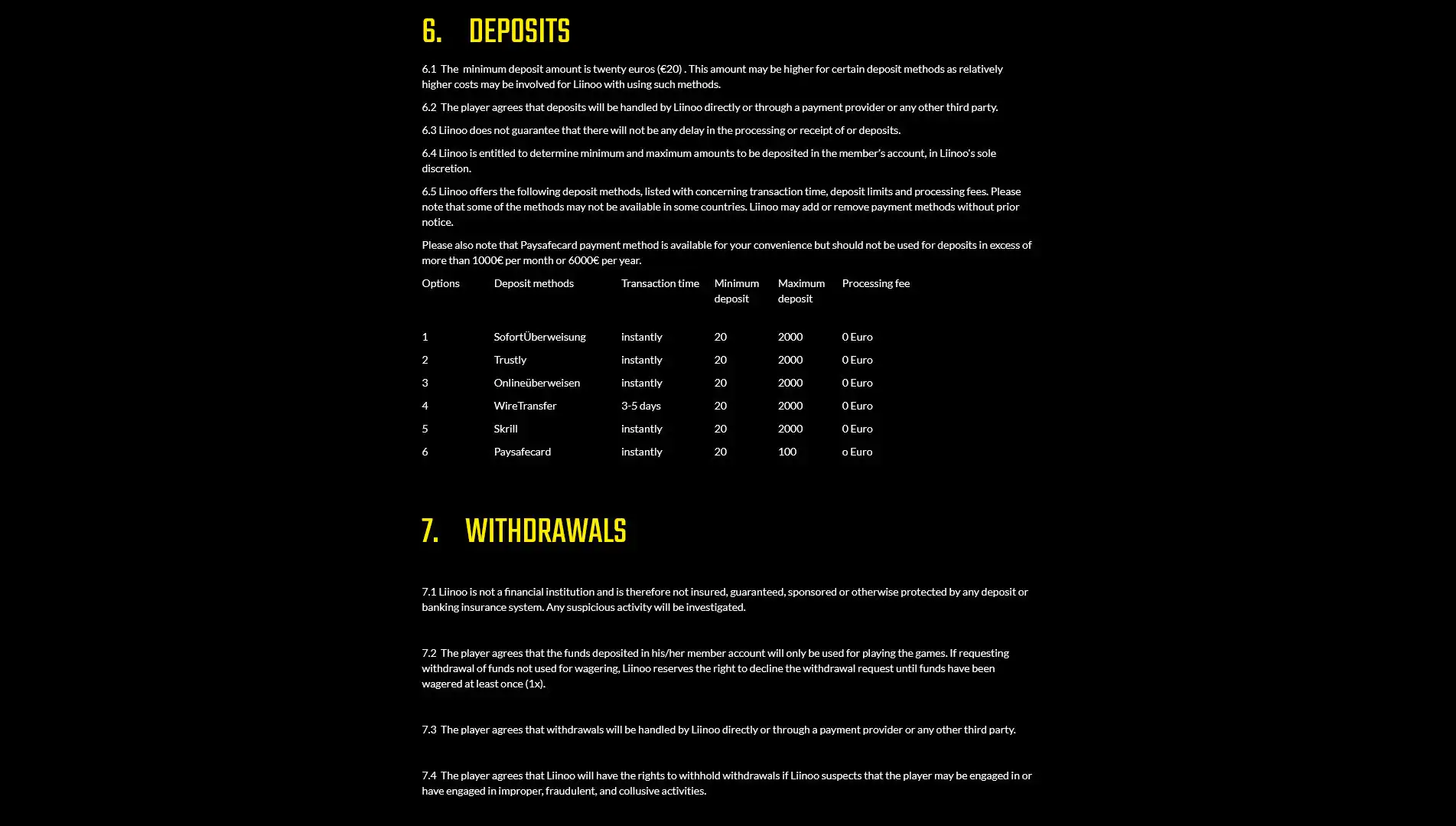 Boom Bang Casino Payment Methods