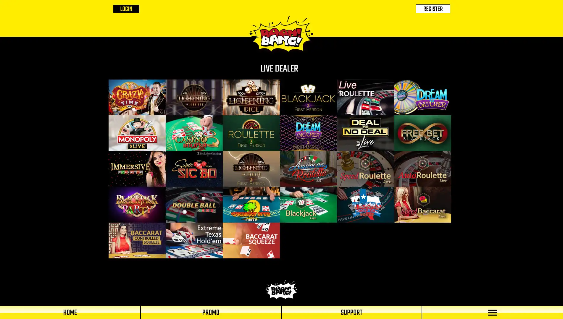 Boom Bang Casino Live Dealer Games