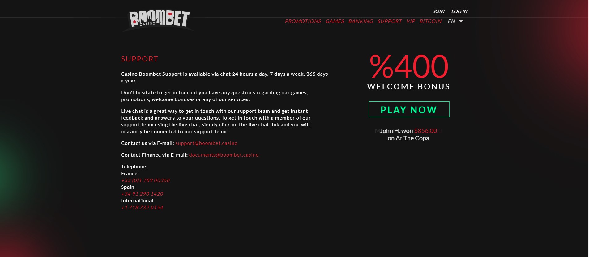 Boombet Casino Support