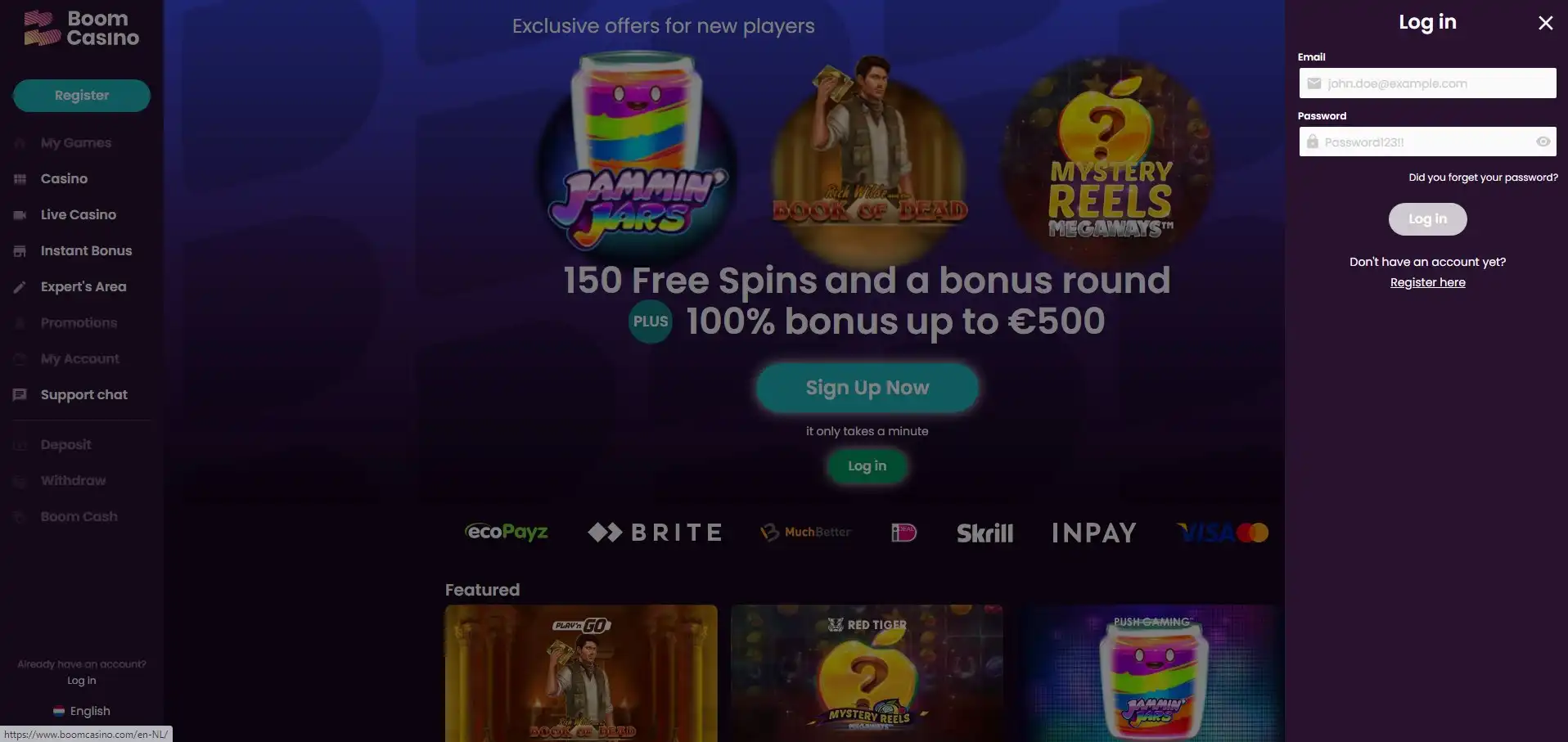 Boom Casino Login