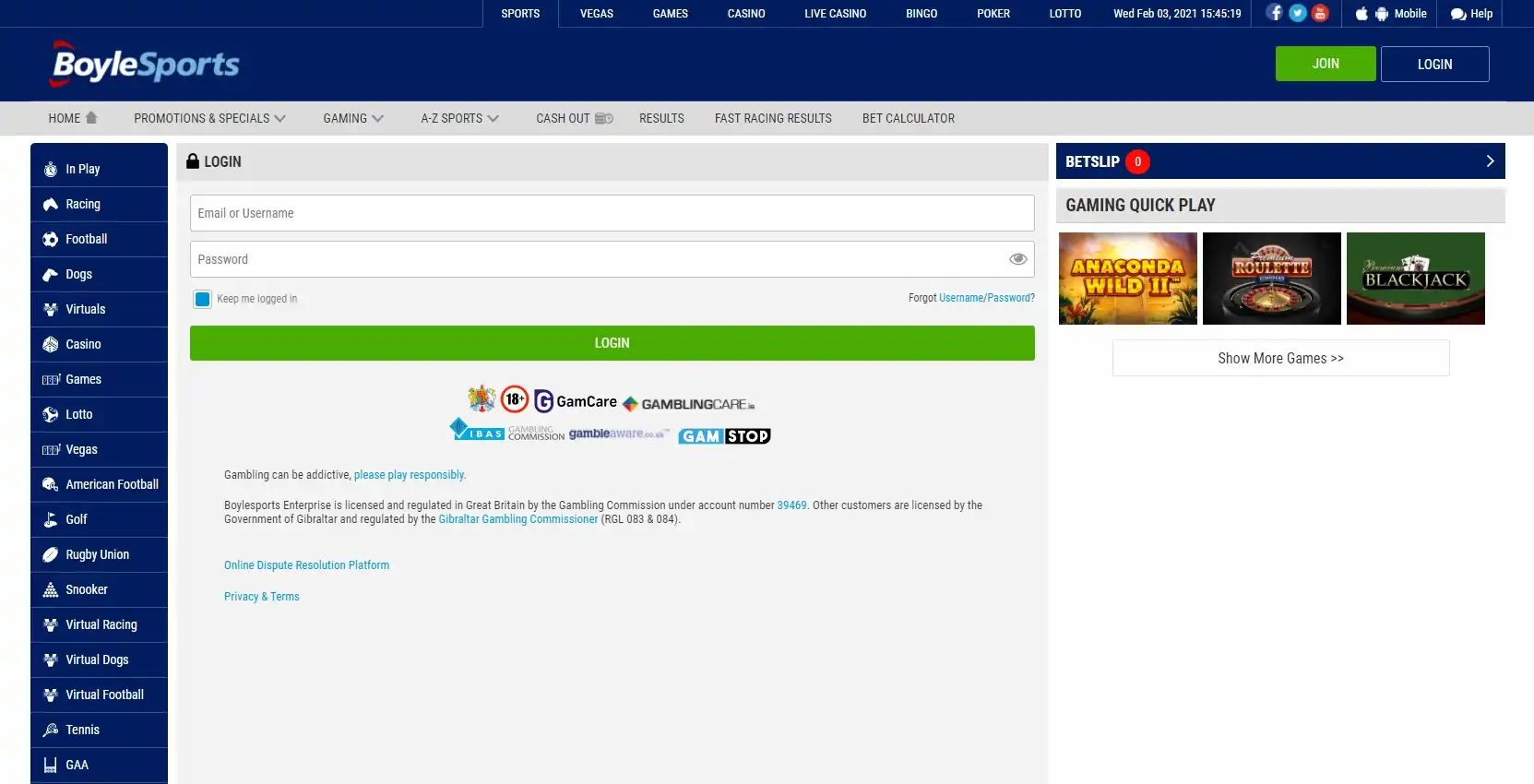 BoyleSports Casino Login