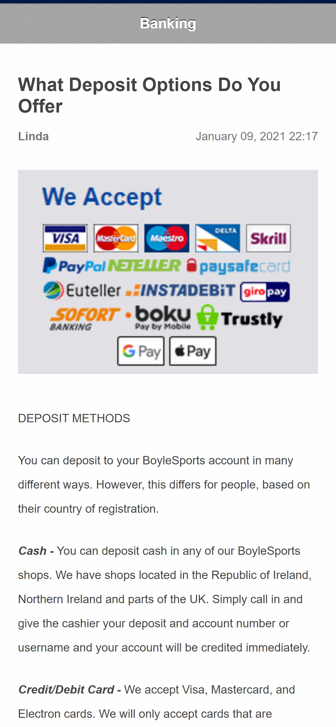 Boyle Sports Casino Mobile Payment Methods Review