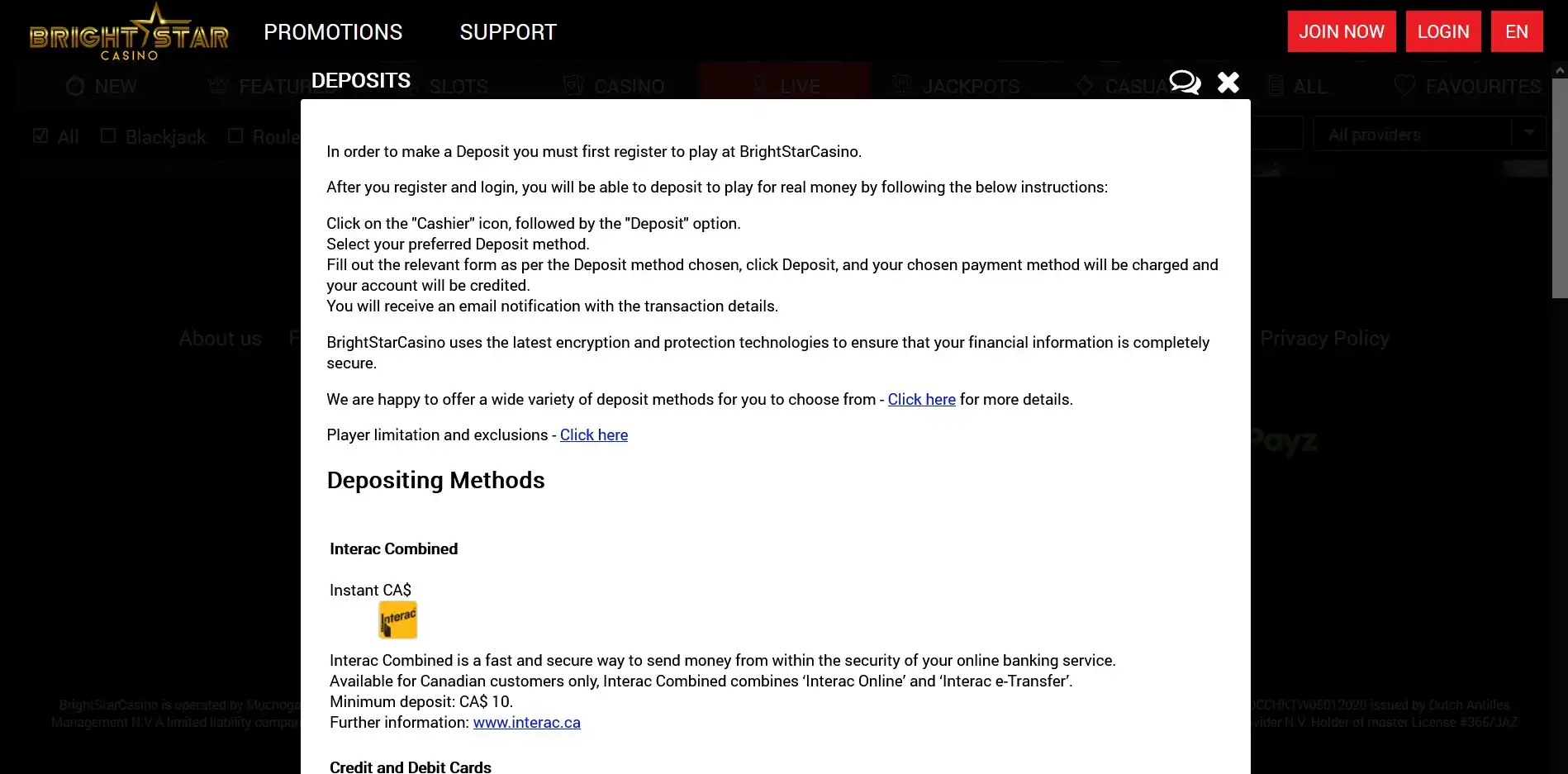 MogoBet Casino Payment Methods