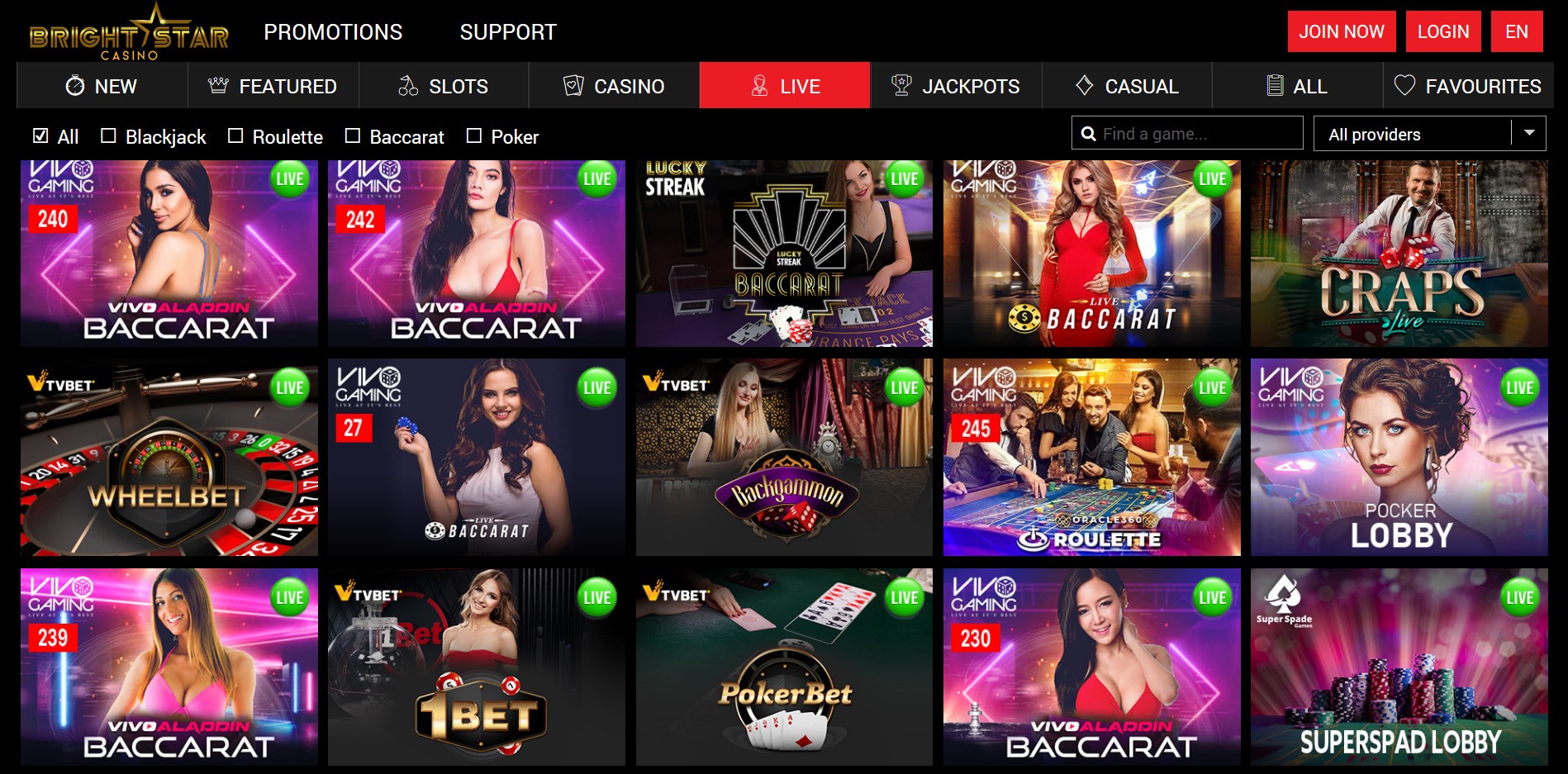 Brightstar Casino Live Dealer Games