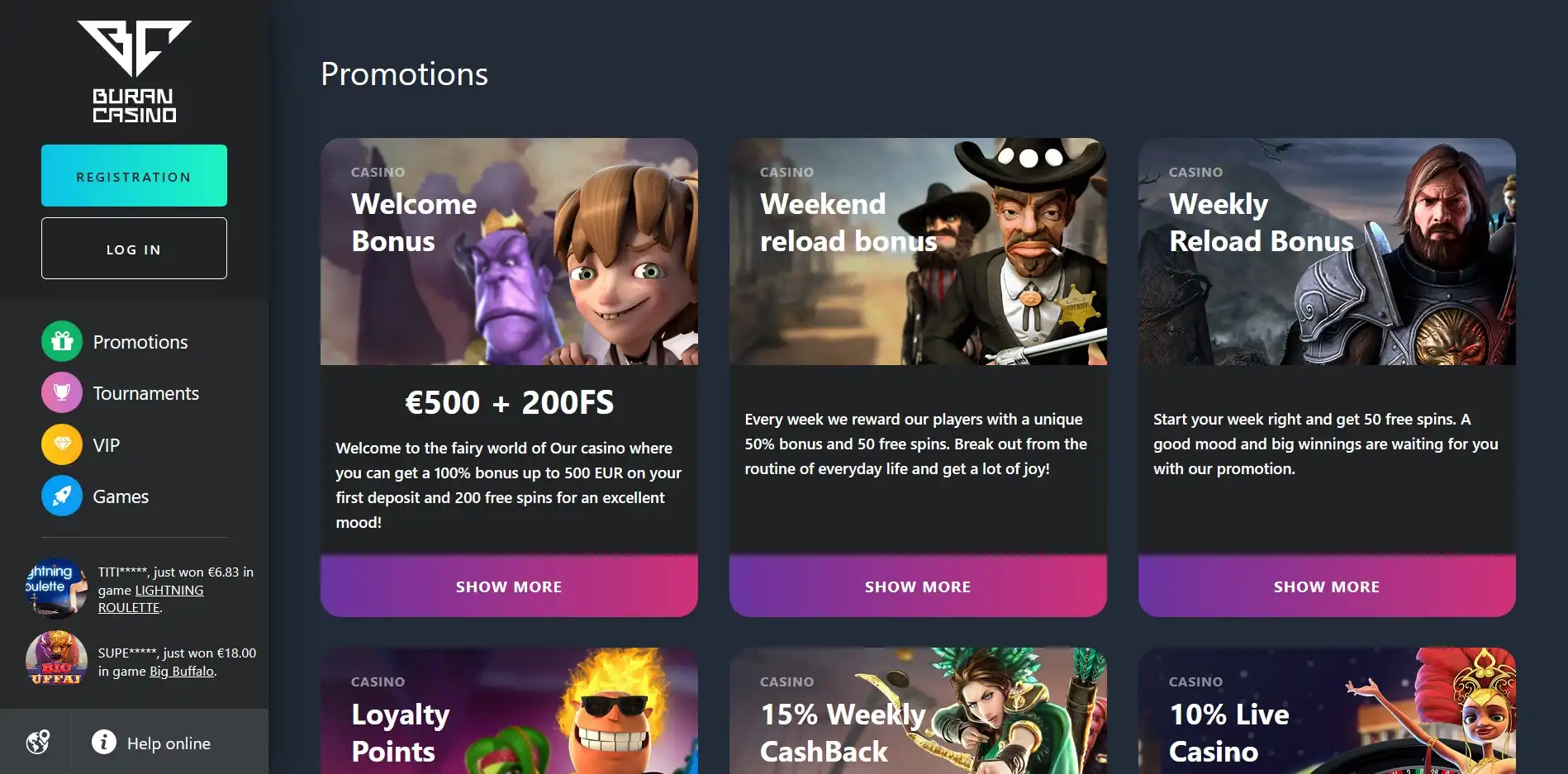 BuranCasino No Deposit Bonus