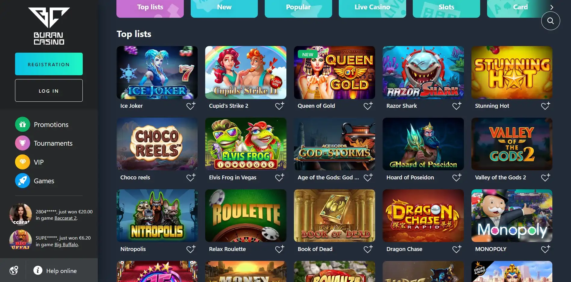 BuranCasino Games