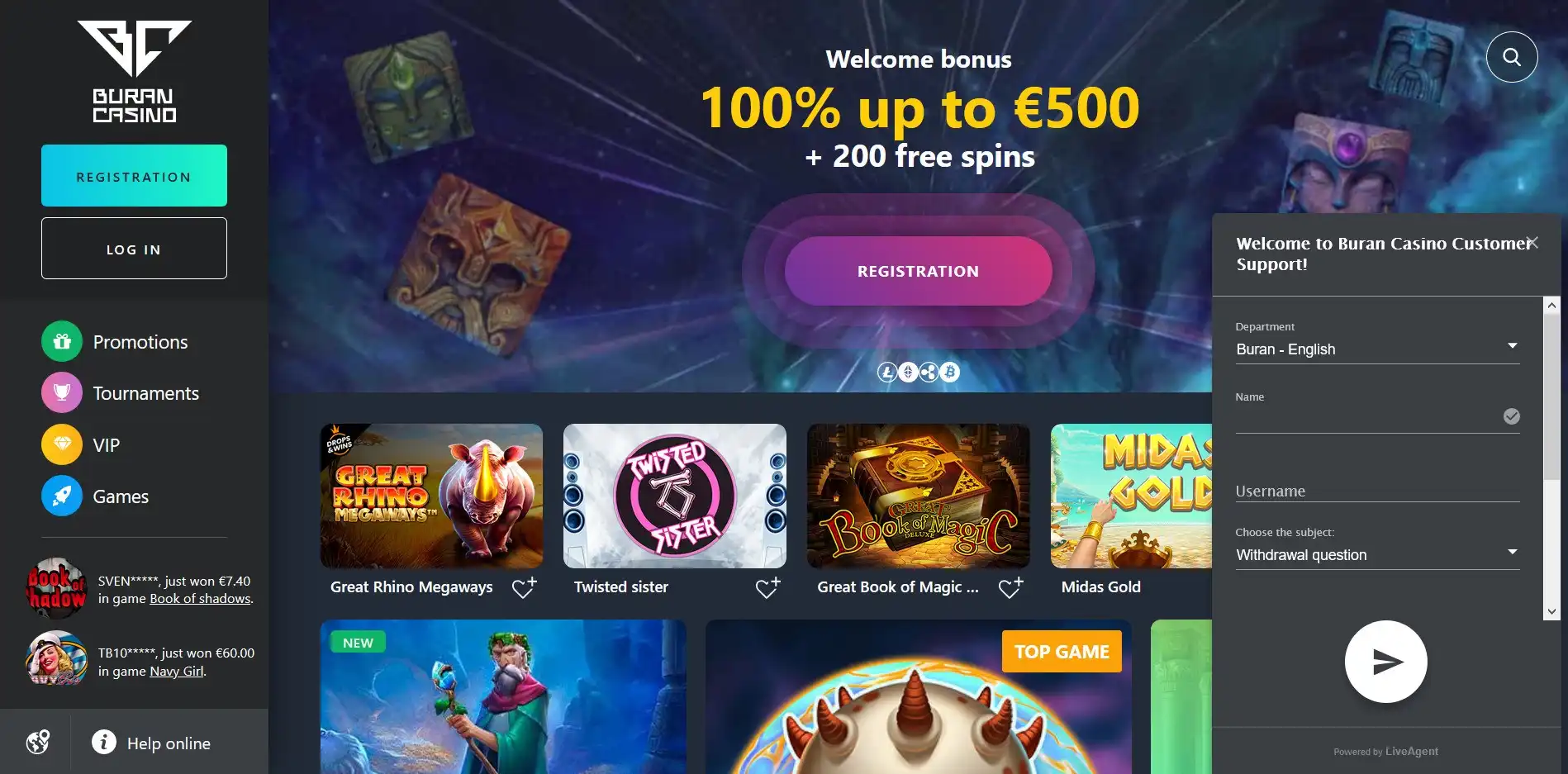 BuranCasino Support