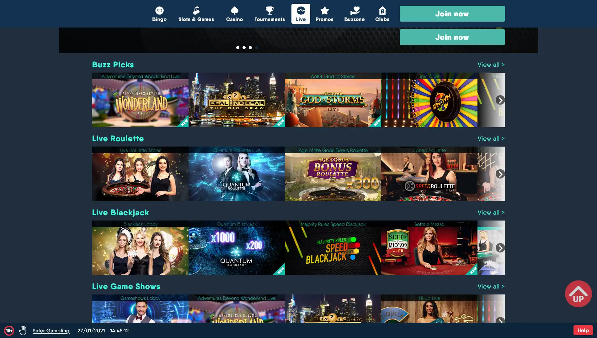 Buzz Bingo Casino Live Dealer Games