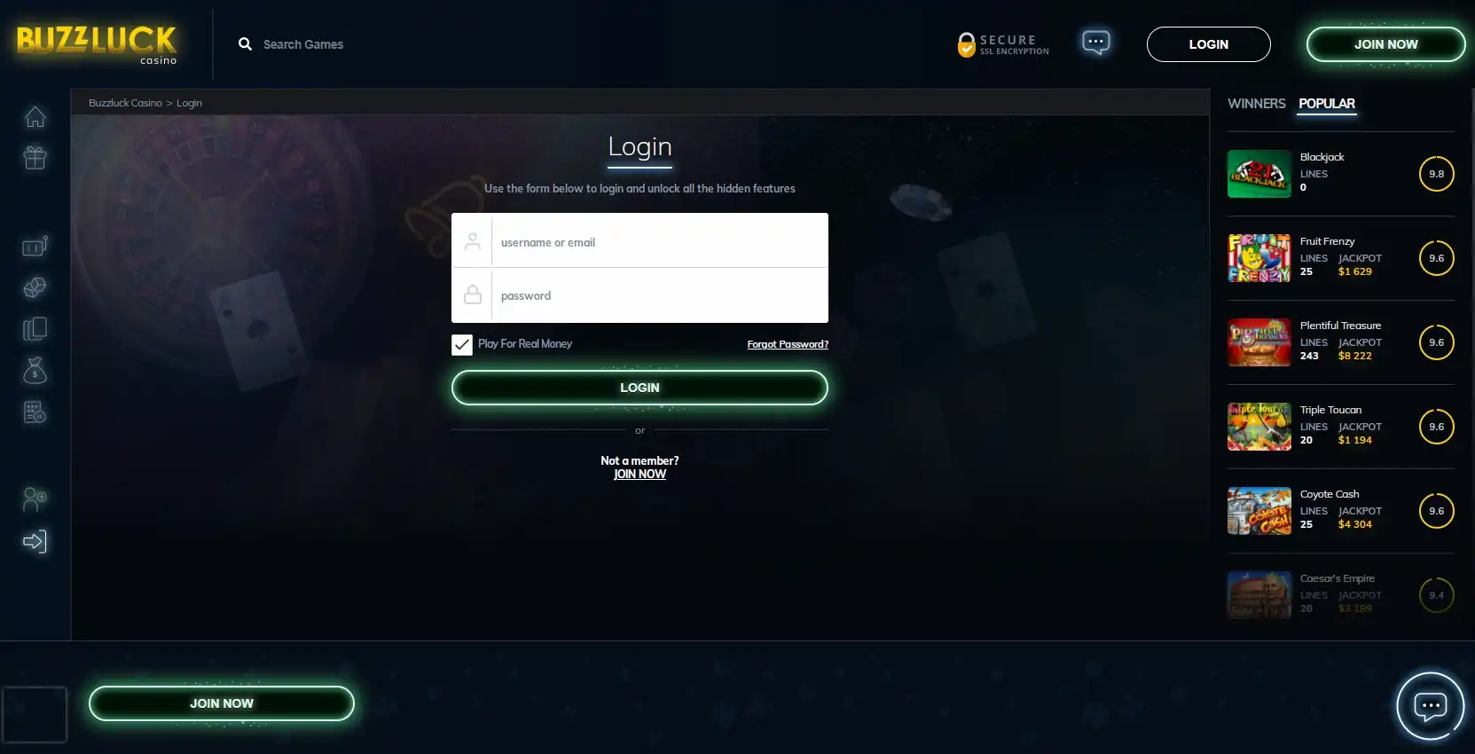Buzz Luck Casino Login