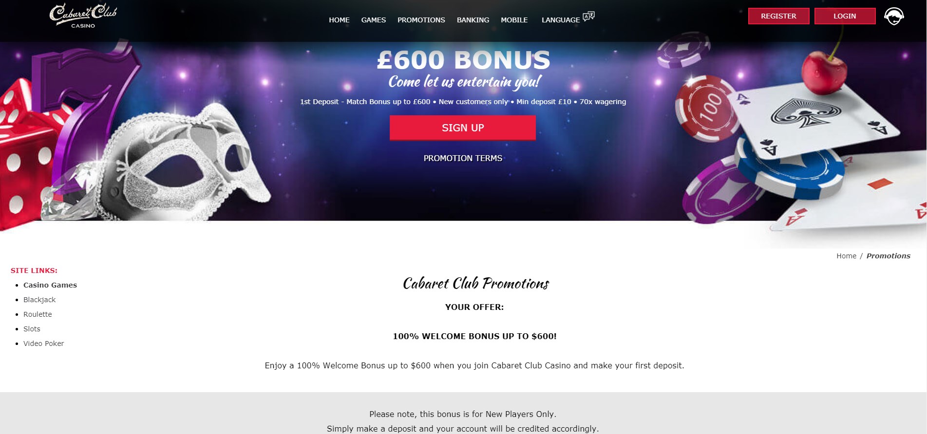Cabaret Club Casino No Deposit Bonus