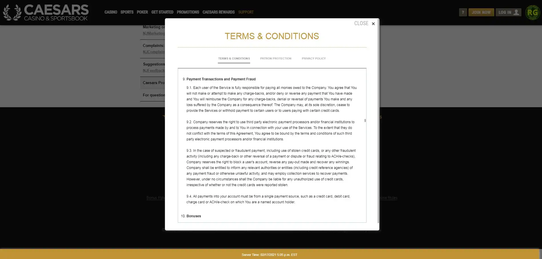 Caesars Casino Payment Methods