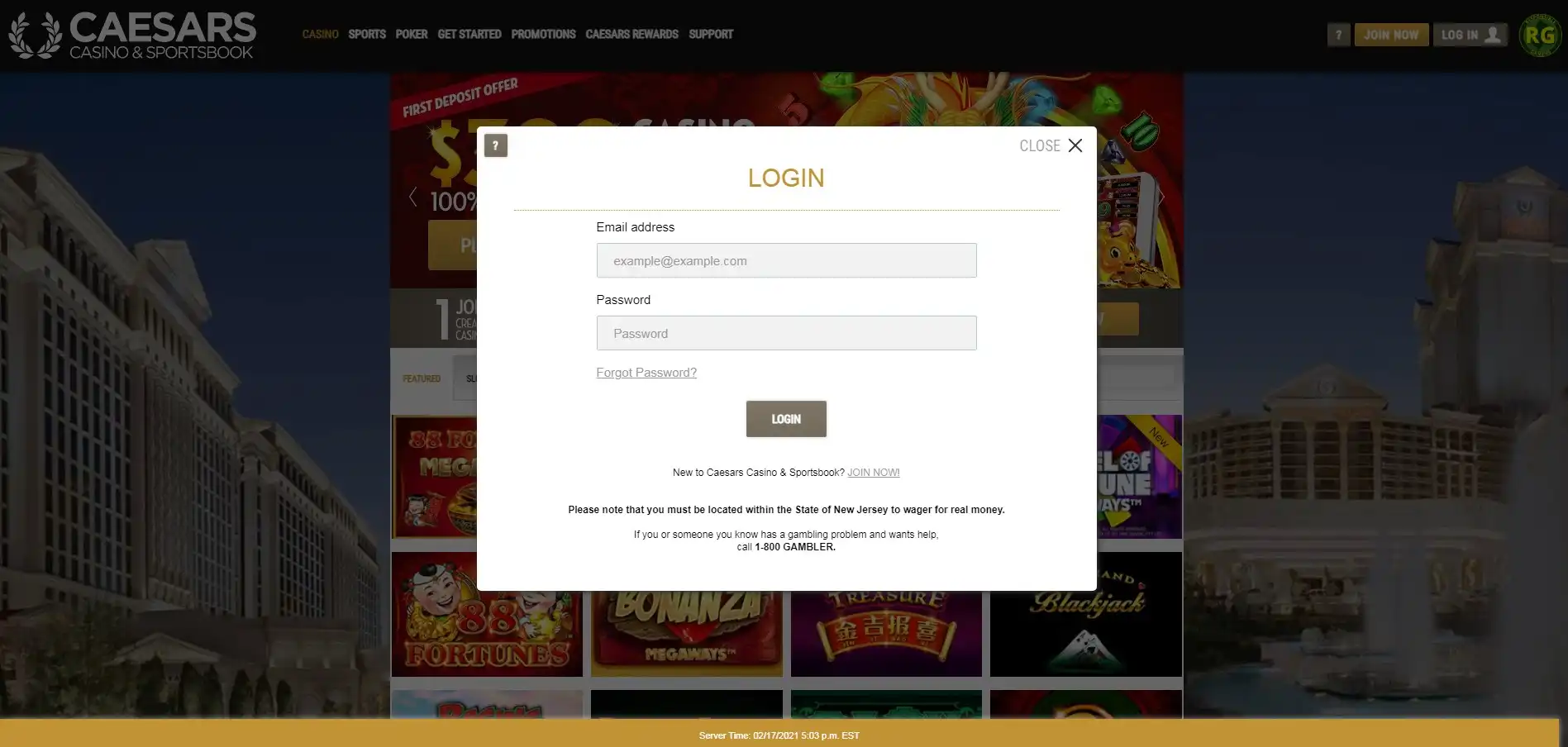 Caesars Casino Login