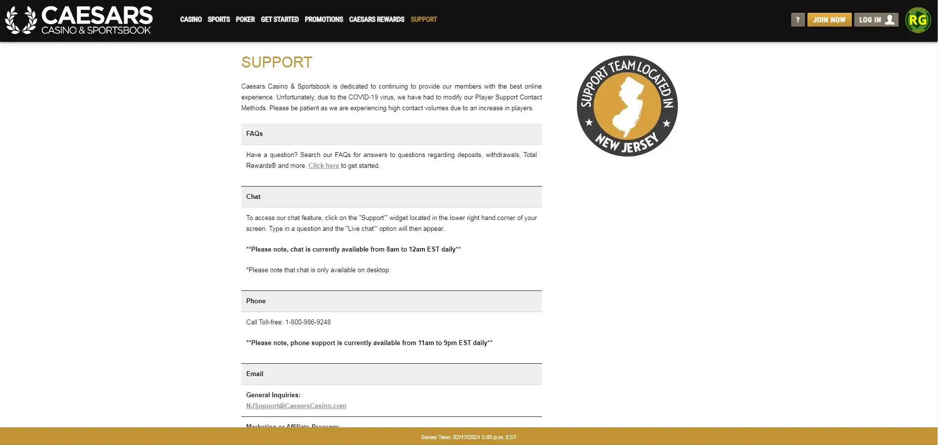 Caesars Casino Support