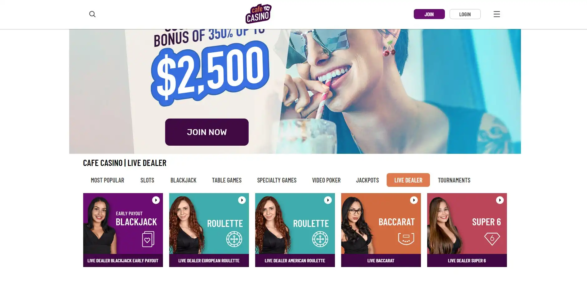 Cafe Casino Live Dealer Games