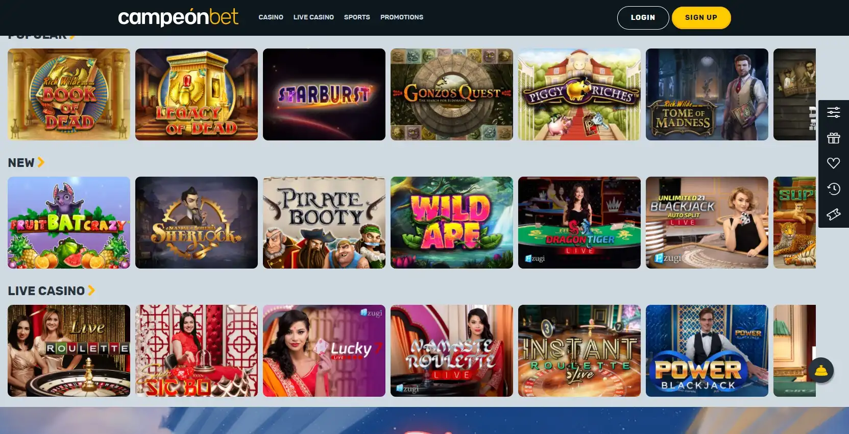 Campeon Bet Casino Games