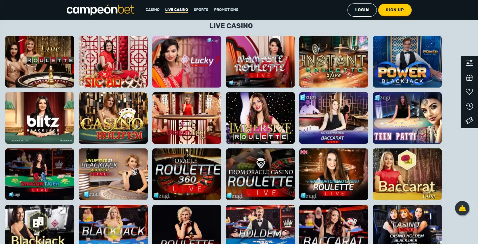 Campeon Bet Casino Live Dealer Games
