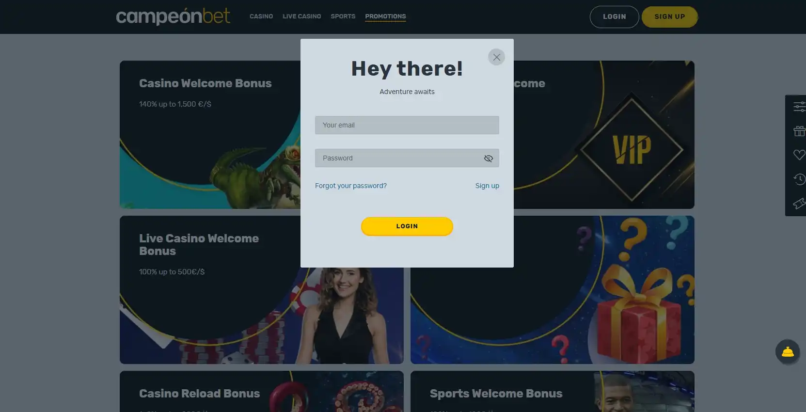 Campeon Bet Casino Login