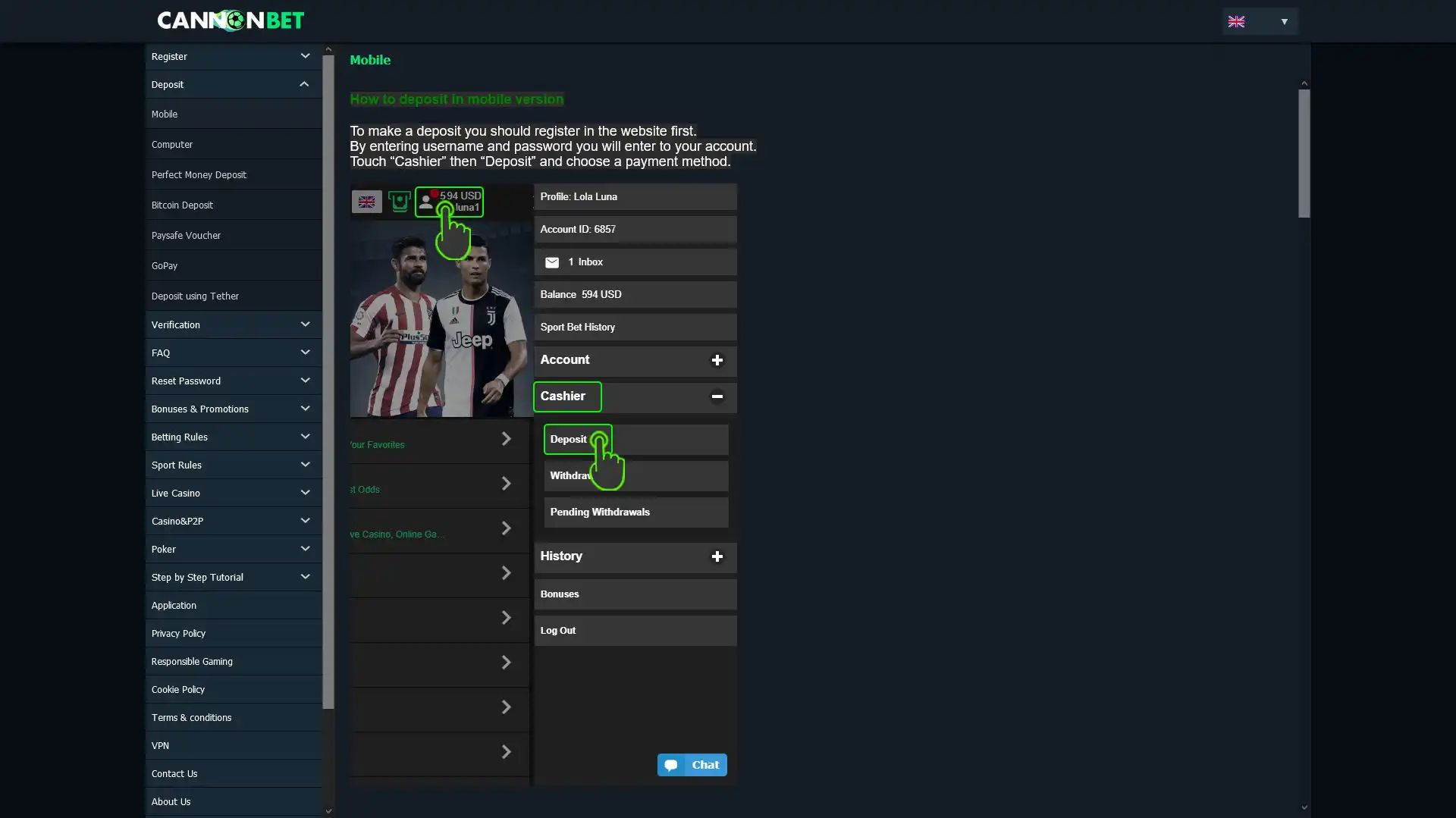 CannonBet Casino Payment Methods
