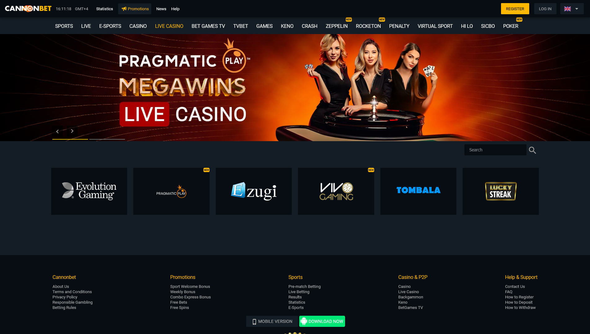 CannonBet Casino Live Dealer Games