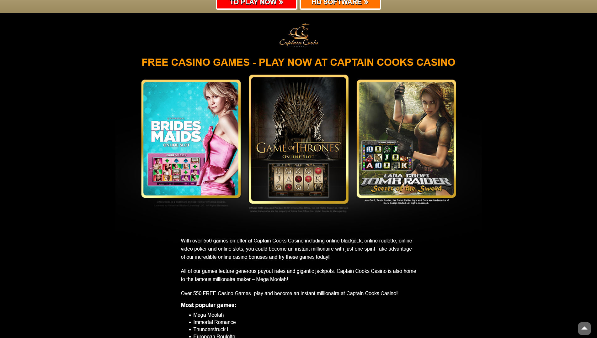 Captain Cooks EU Casino Games