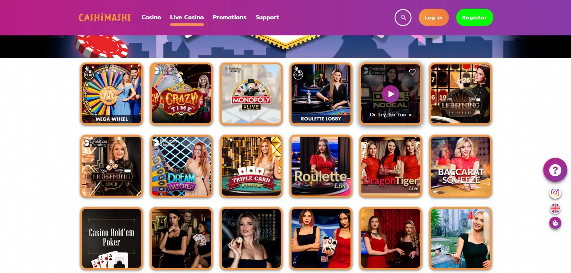 CashiMashi Casino Live Dealer Games