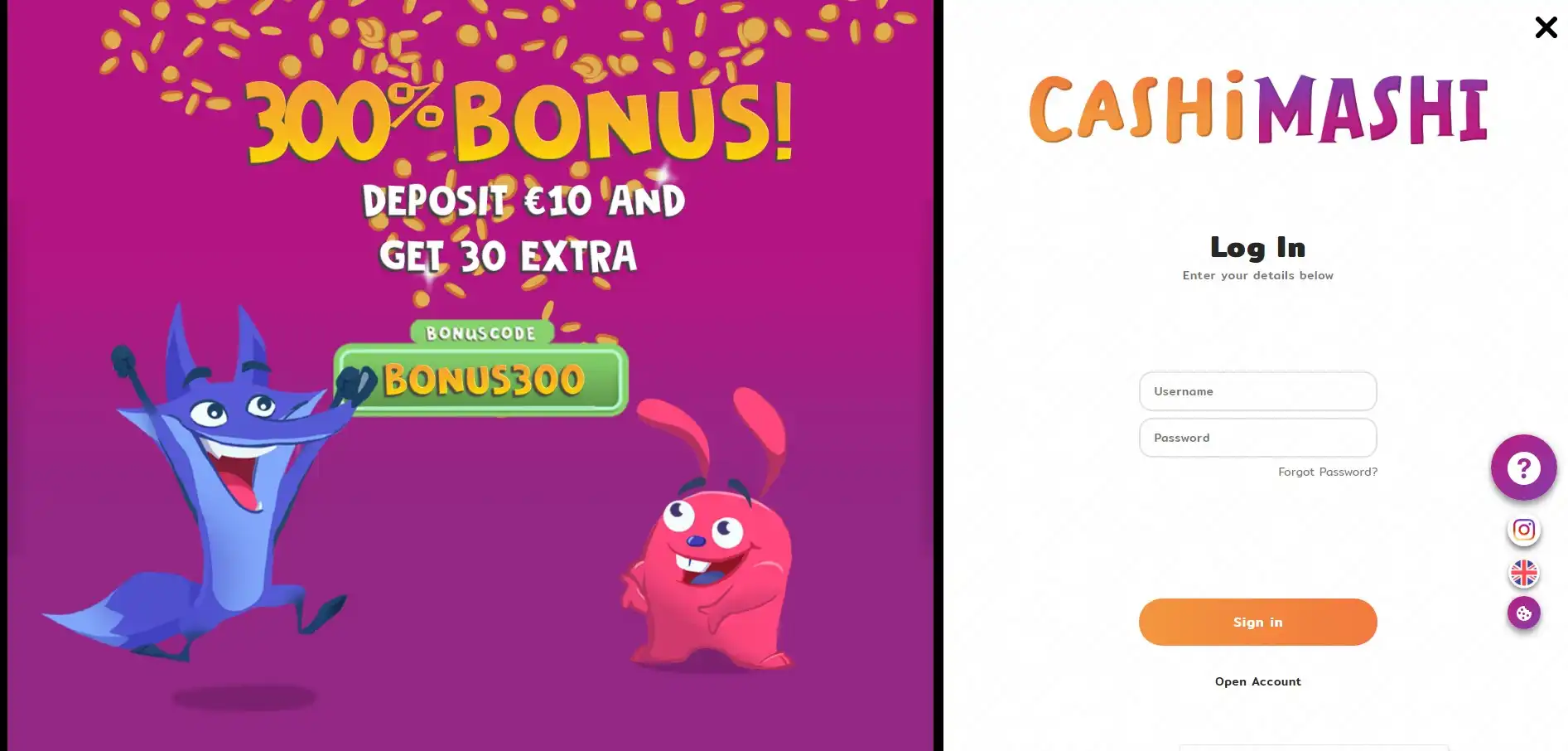 CashiMashi Casino Login