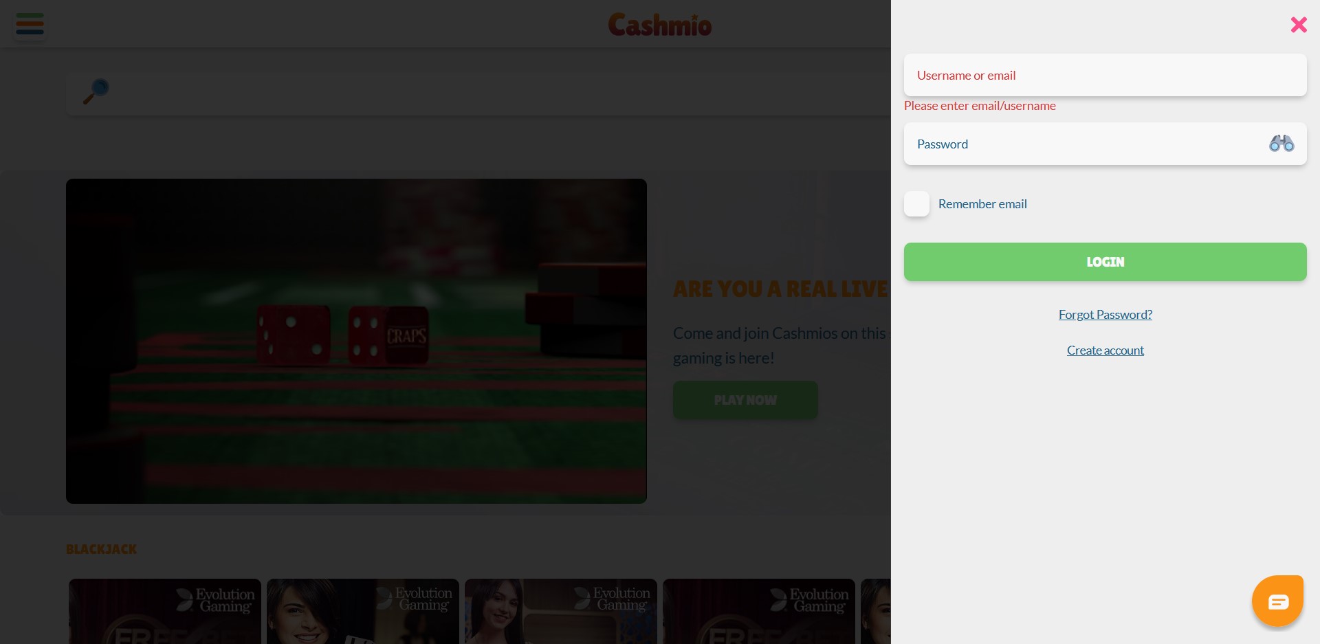 Cashmio Casino Login
