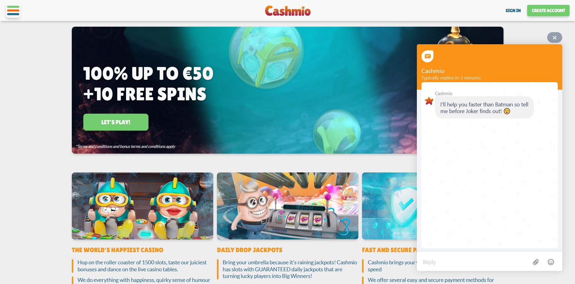 Cashmio Casino Support