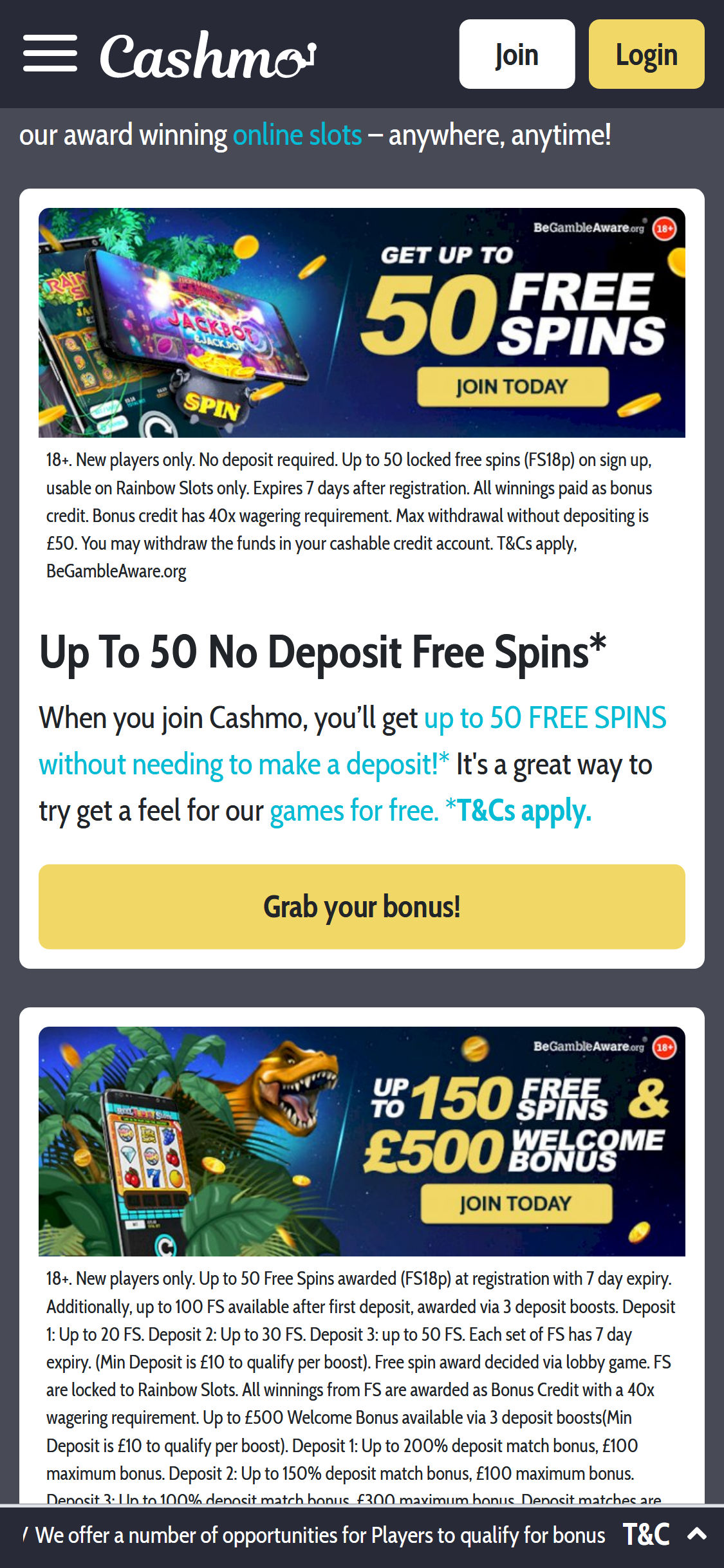 Cashmo Casino Mobile No Deposit Bonus Review