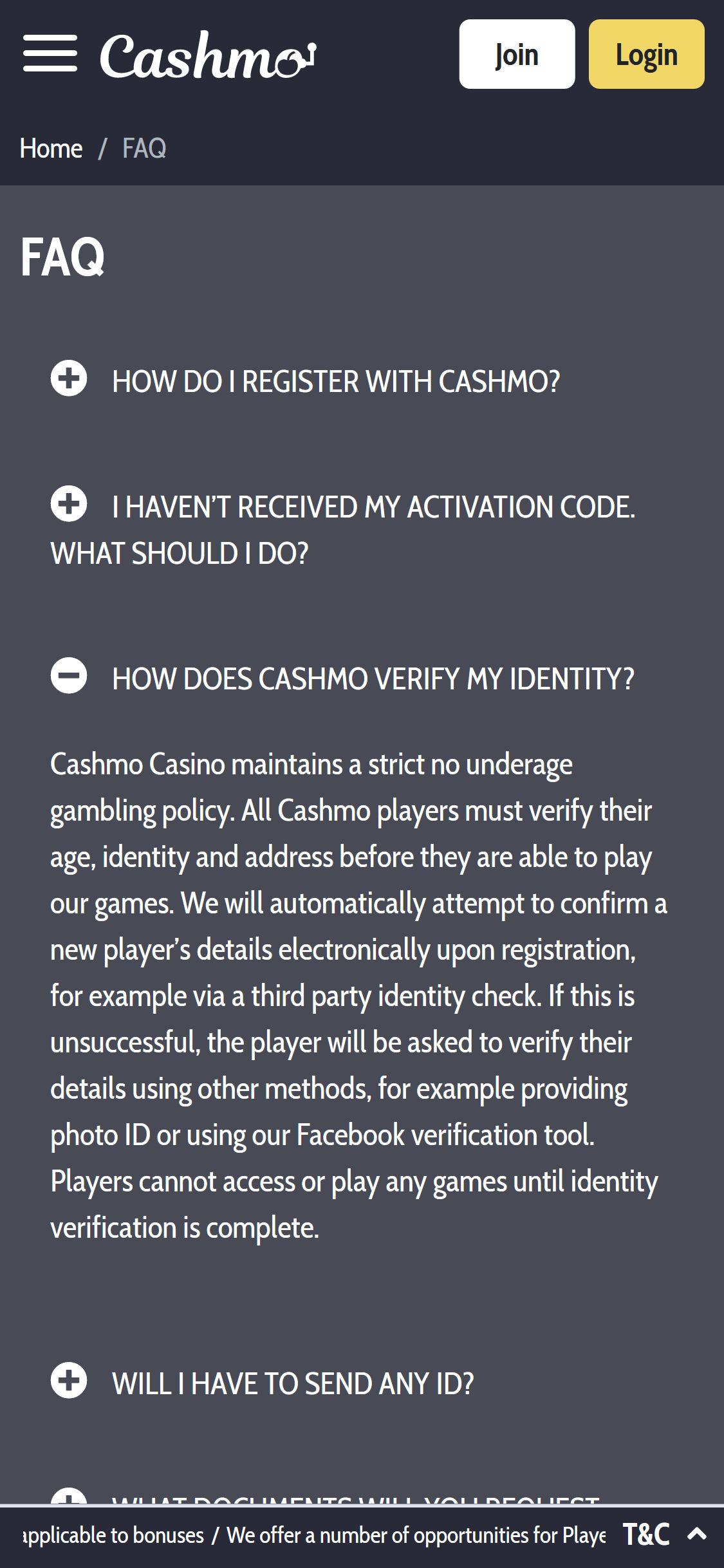 Cashmo Casino Mobile Support Review