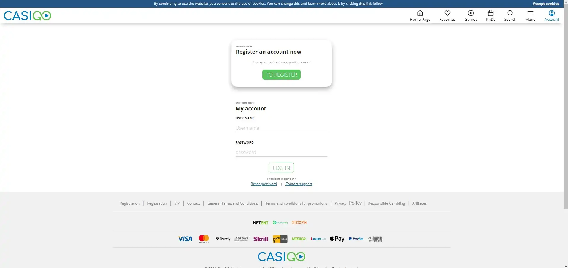 CasiGO Casino Login