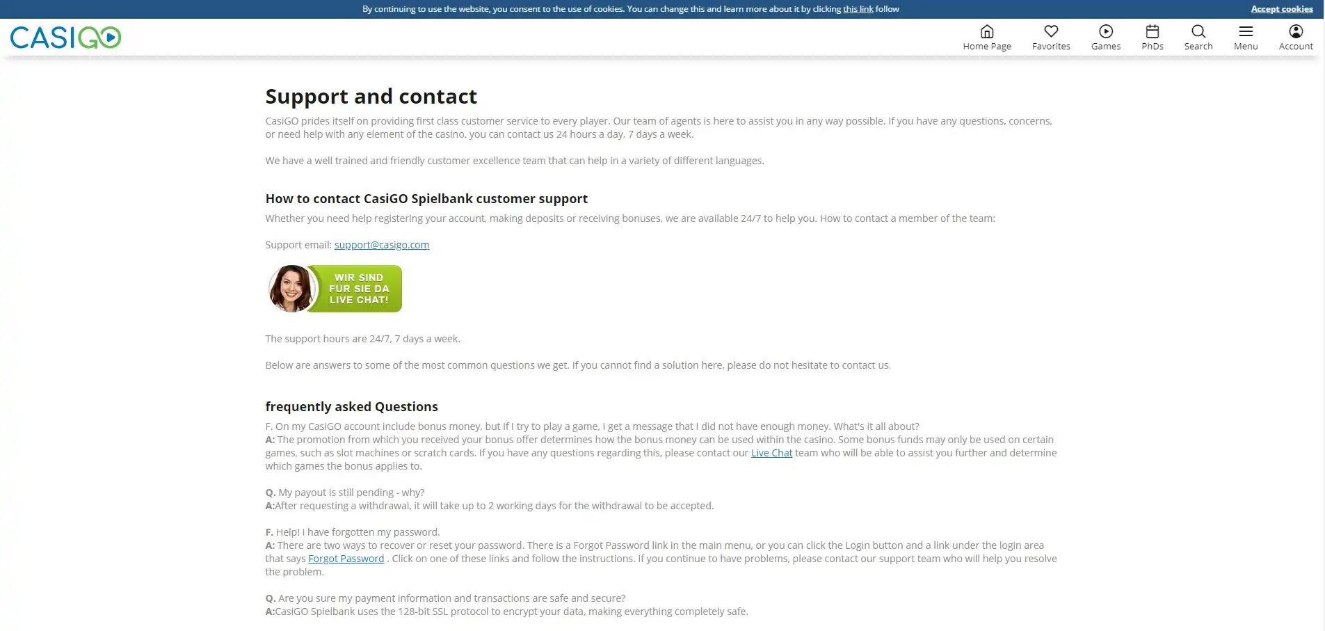 CasiGO Casino Support