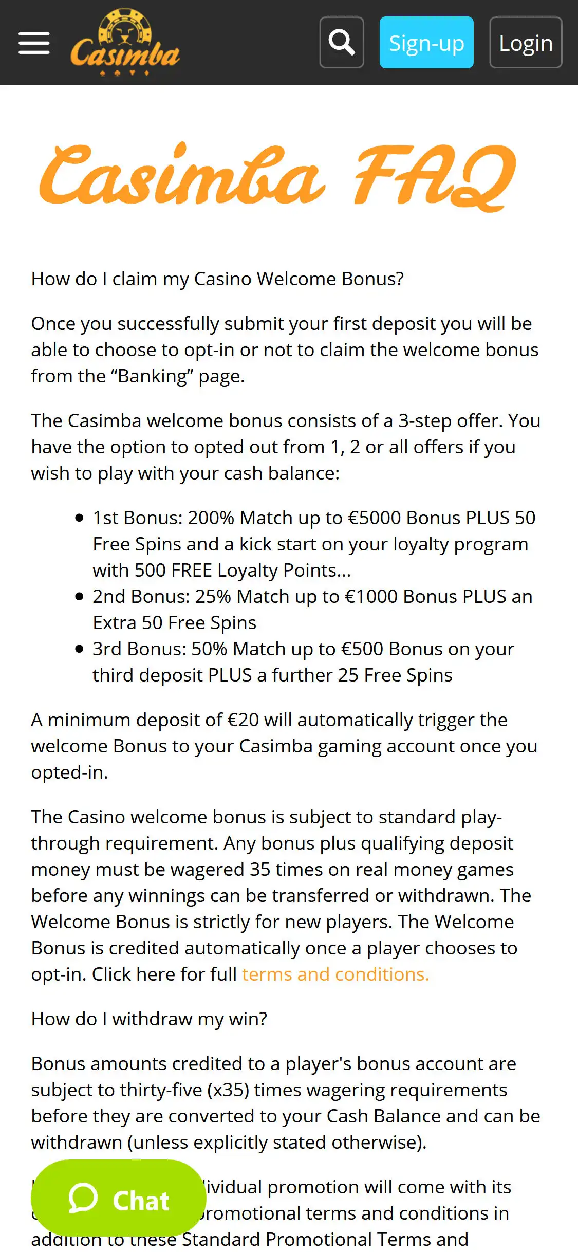Casimba Casino Mobile Support Review