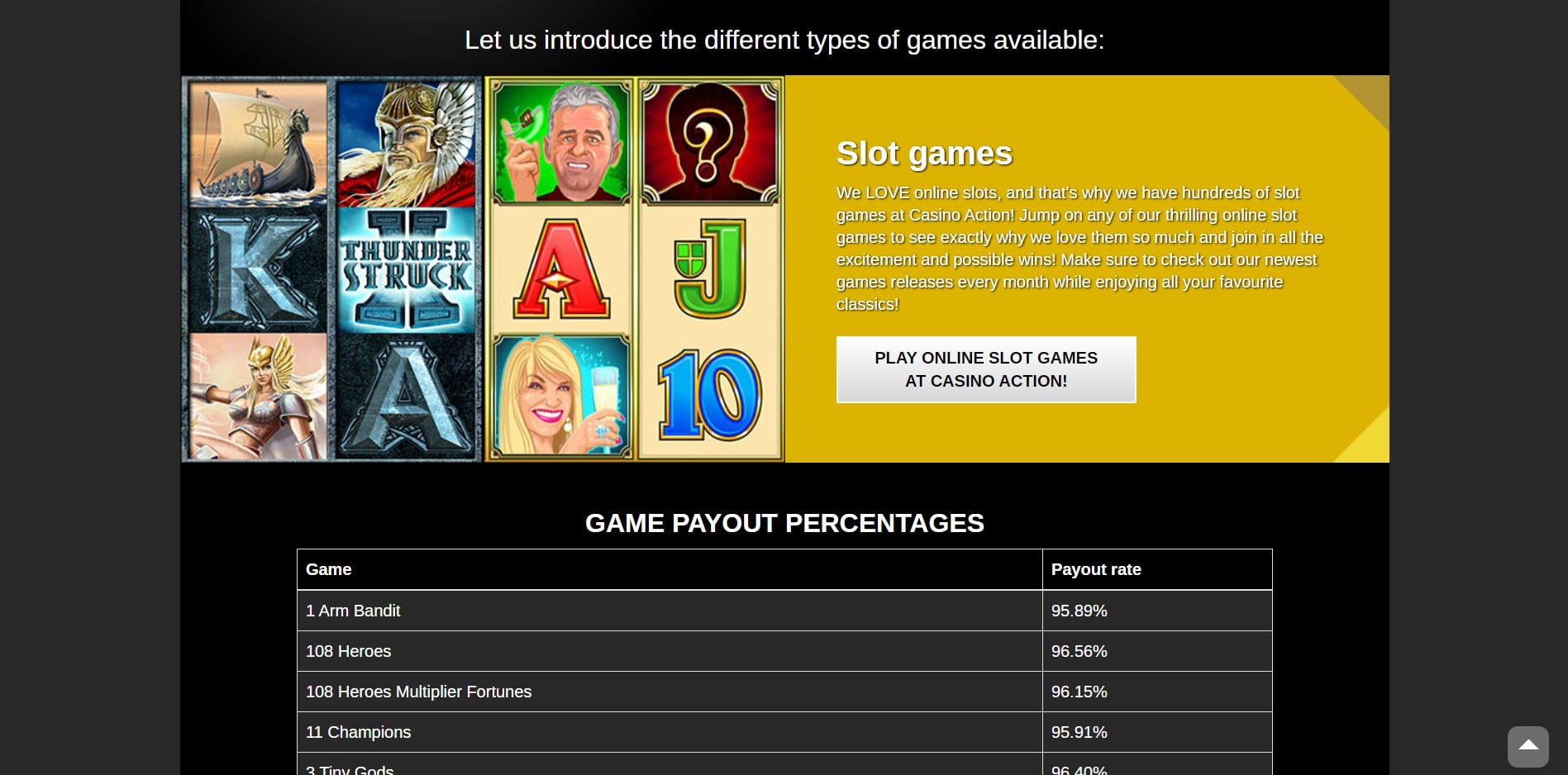 Casino Action UK Games