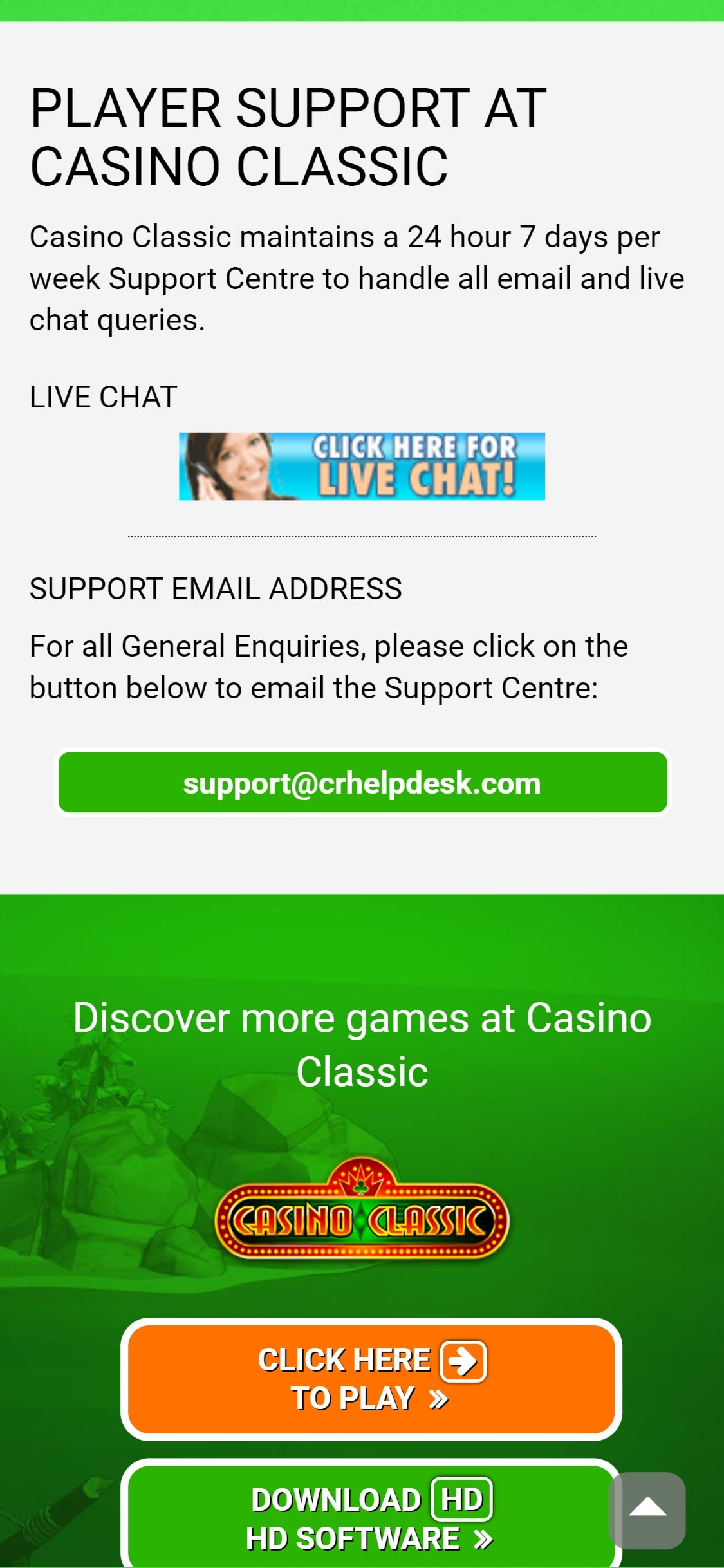 Casino Classic EU Mobile Support Review