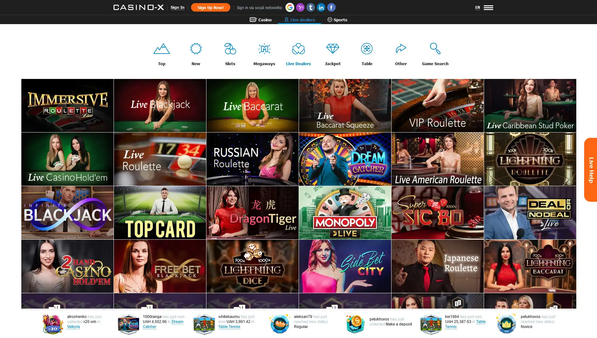 Casino X Live Dealer Games