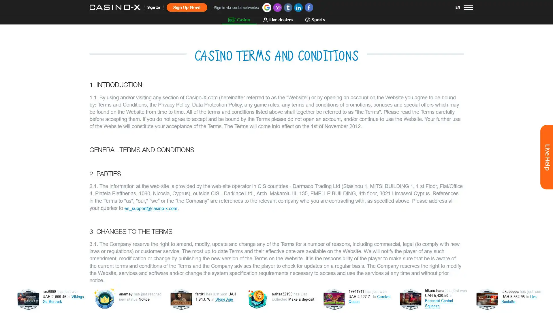 Casino X Support