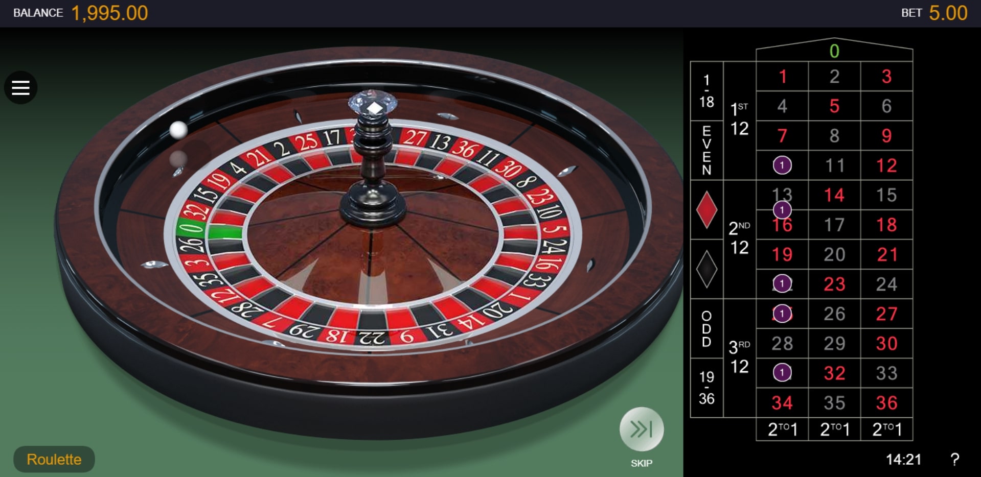 0 roulette