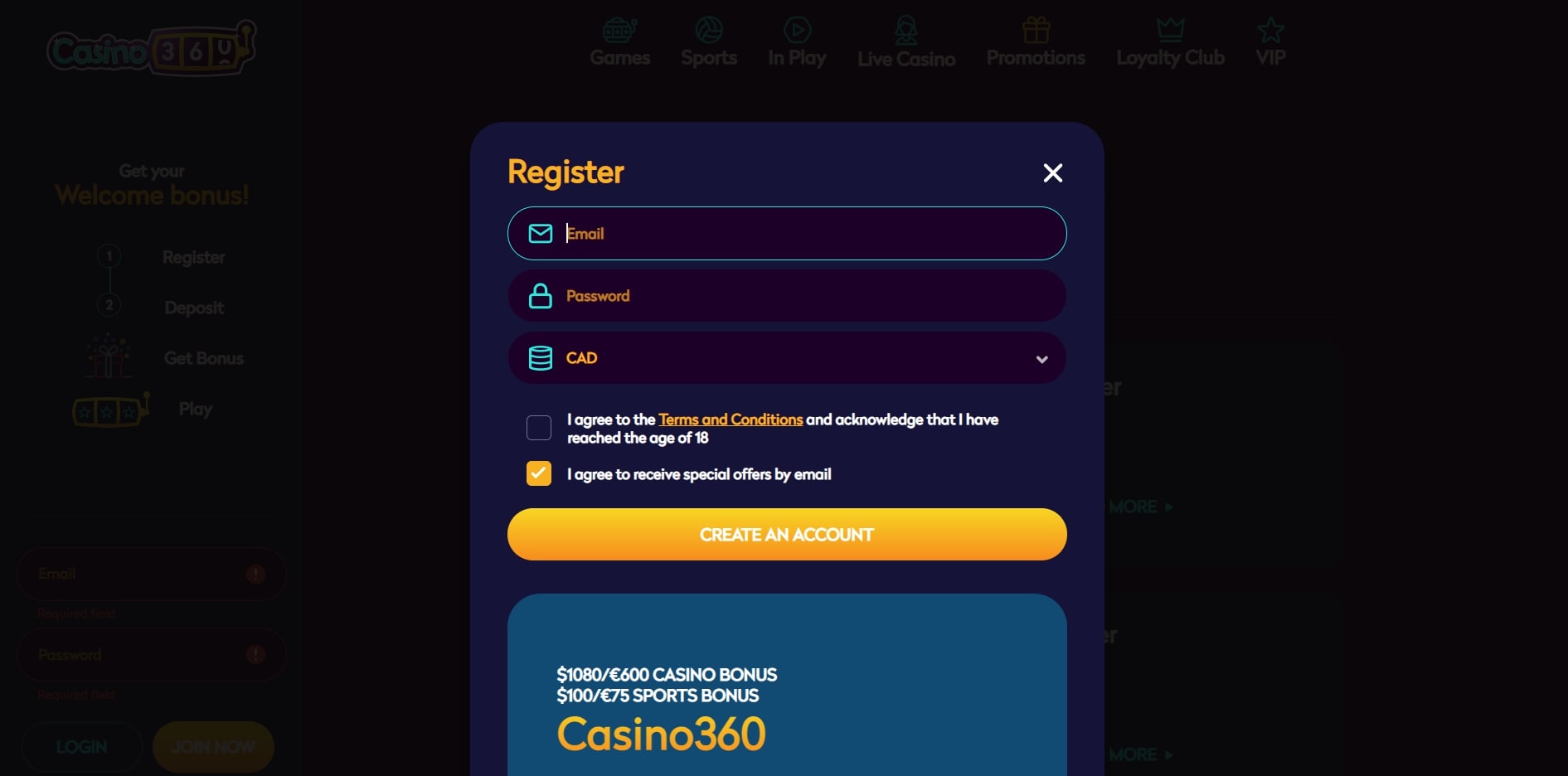 Casino360 Login