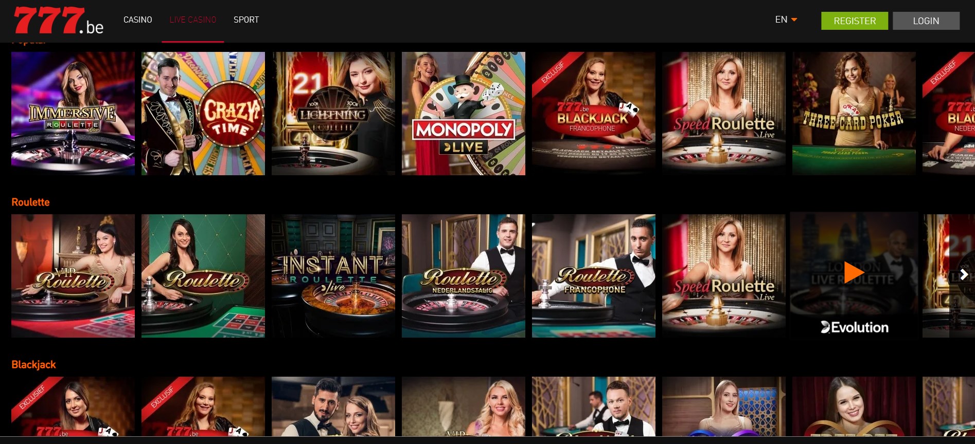 Casino 777 Live Dealer Games