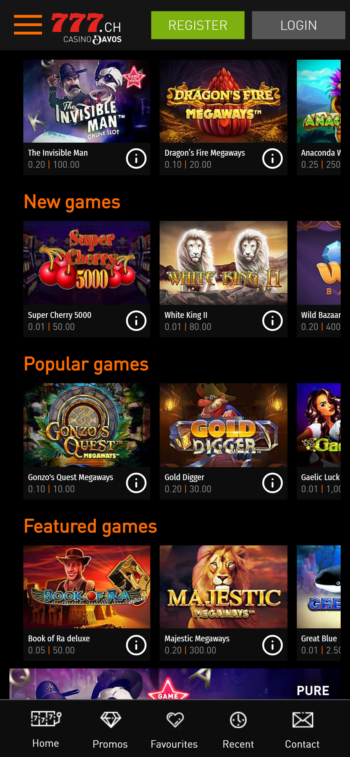 777 CH Casino Mobile Games Review