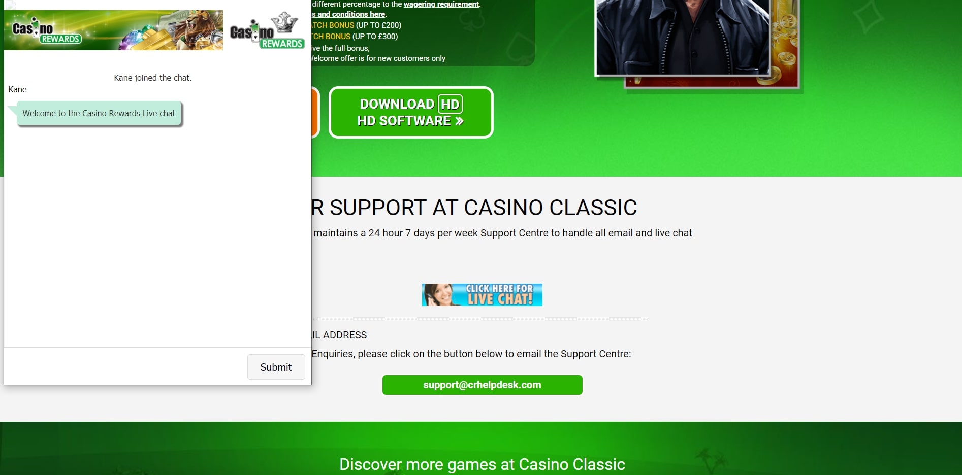 Casino Classic UK Support